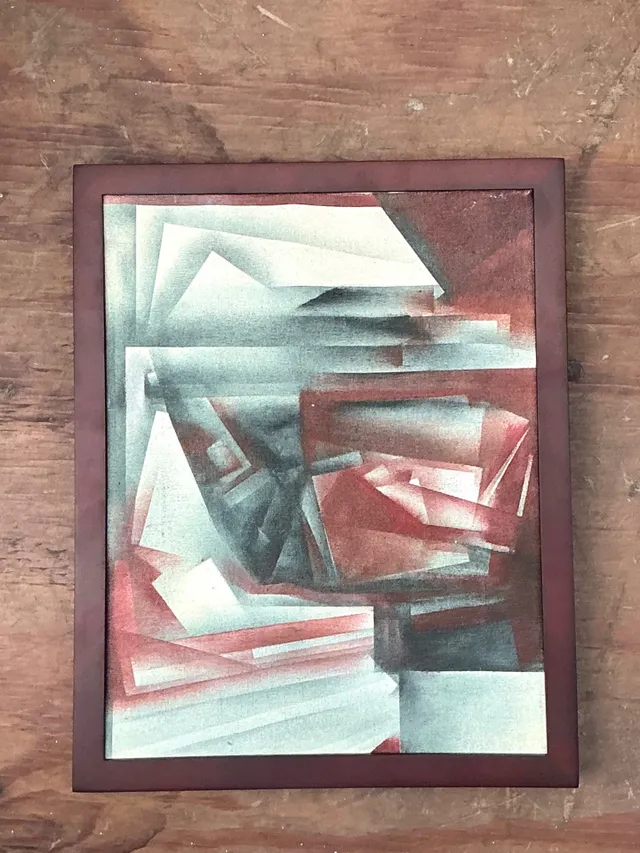 Vintage Abstract Geometric Painting — additional photo 1