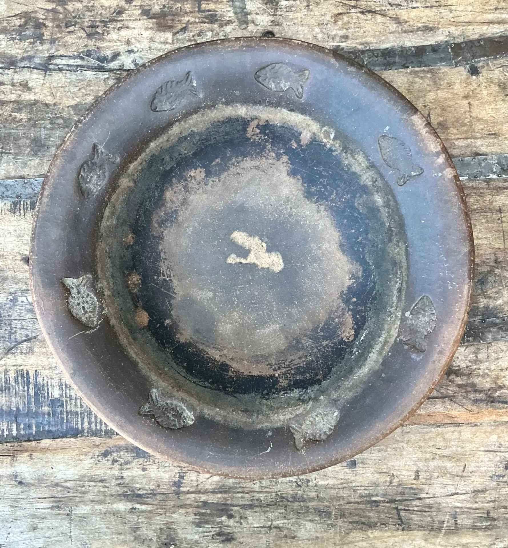 Vintage Rustic Ceramic Fish Plate — additional photo 5