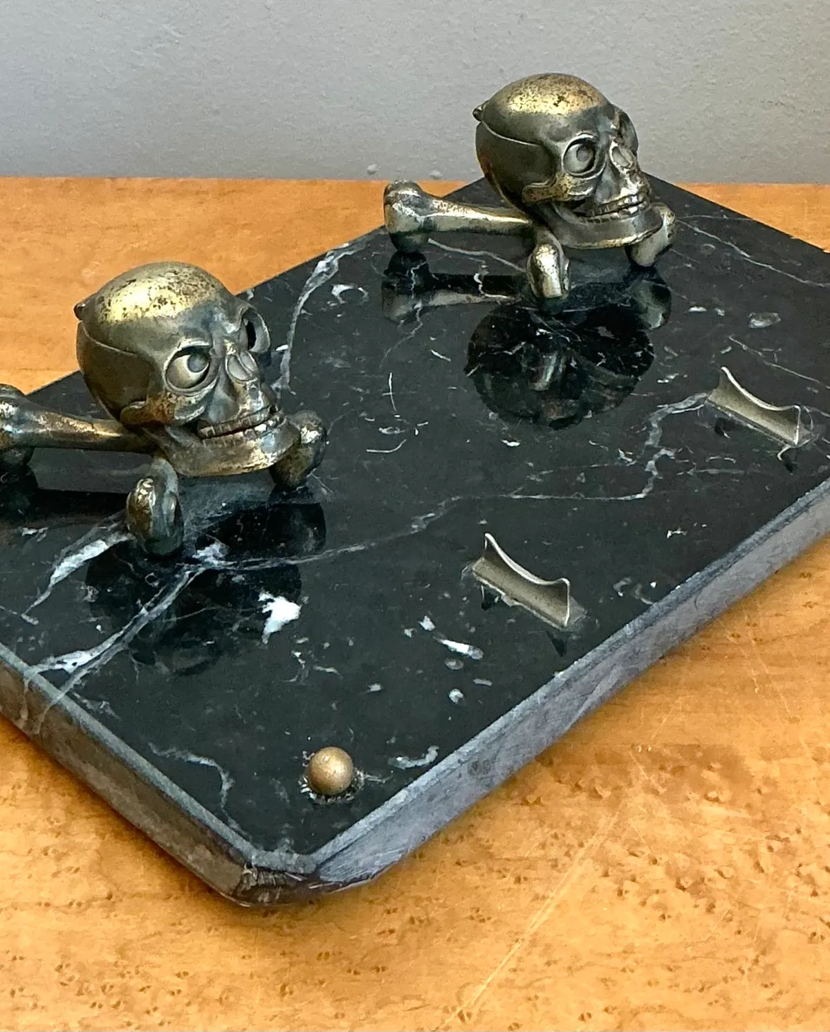 Vintage Brass Skull and Crossbones Inkwell — additional photo 8