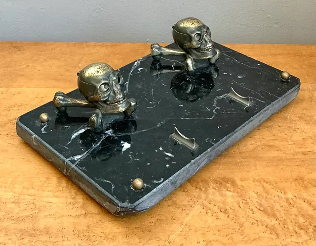 Vintage Brass Skull and Crossbones Inkwell — additional photo 8