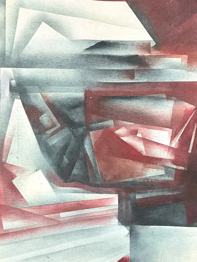 Vintage Abstract Geometric Painting — additional photo 2