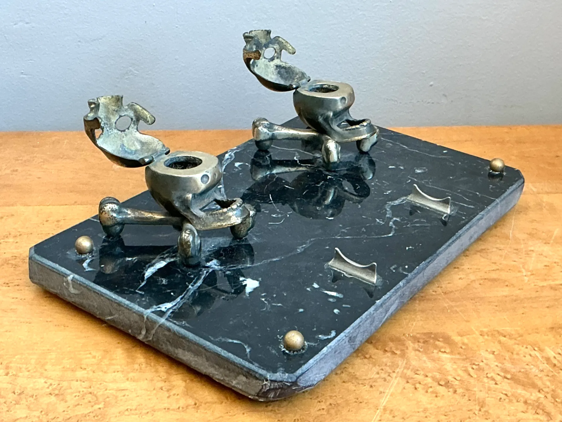Vintage Brass Skull and Crossbones Inkwell — additional photo 7