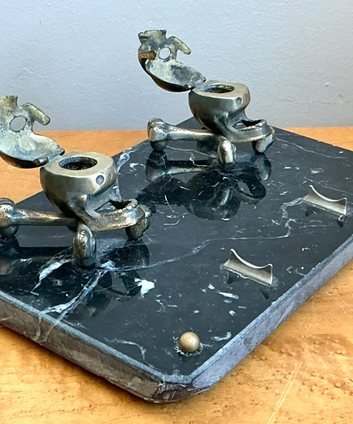 Vintage Brass Skull and Crossbones Inkwell — additional photo 7