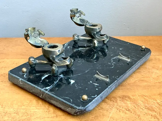 Vintage Brass Skull and Crossbones Inkwell — additional photo 7