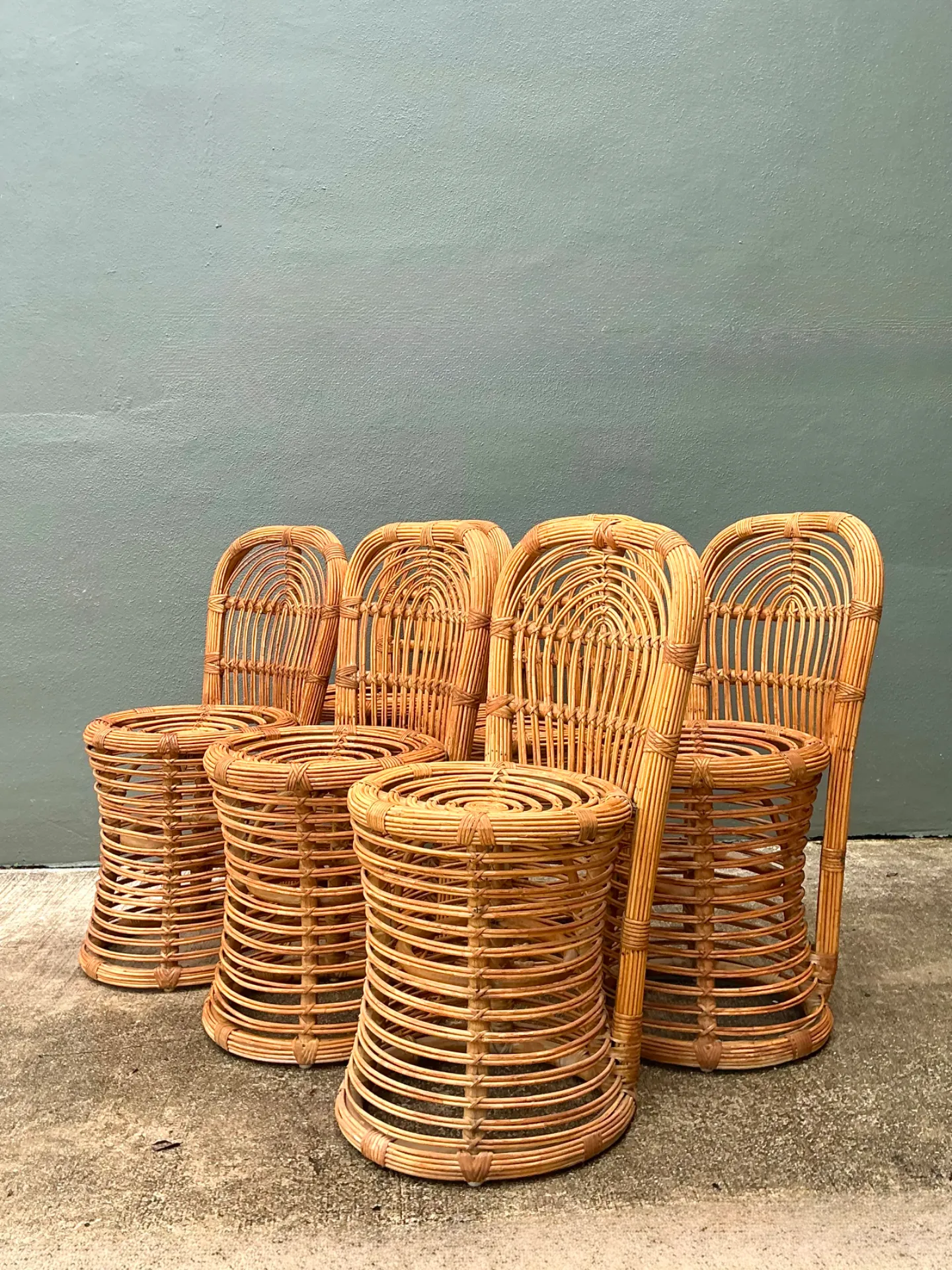 Vintage Rattan Dining Chairs - Set of 6 — additional photo 2