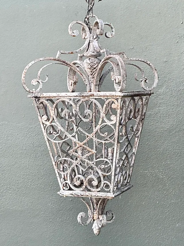 Vintage Wrought Iron Scrollwork Lantern — additional photo 6