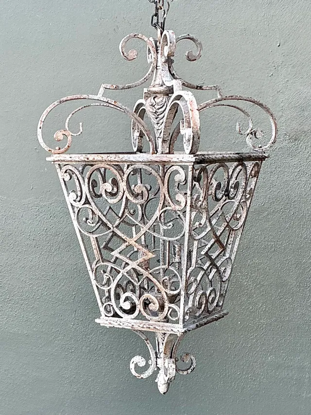 Vintage Wrought Iron Scrollwork Lantern — additional photo 8