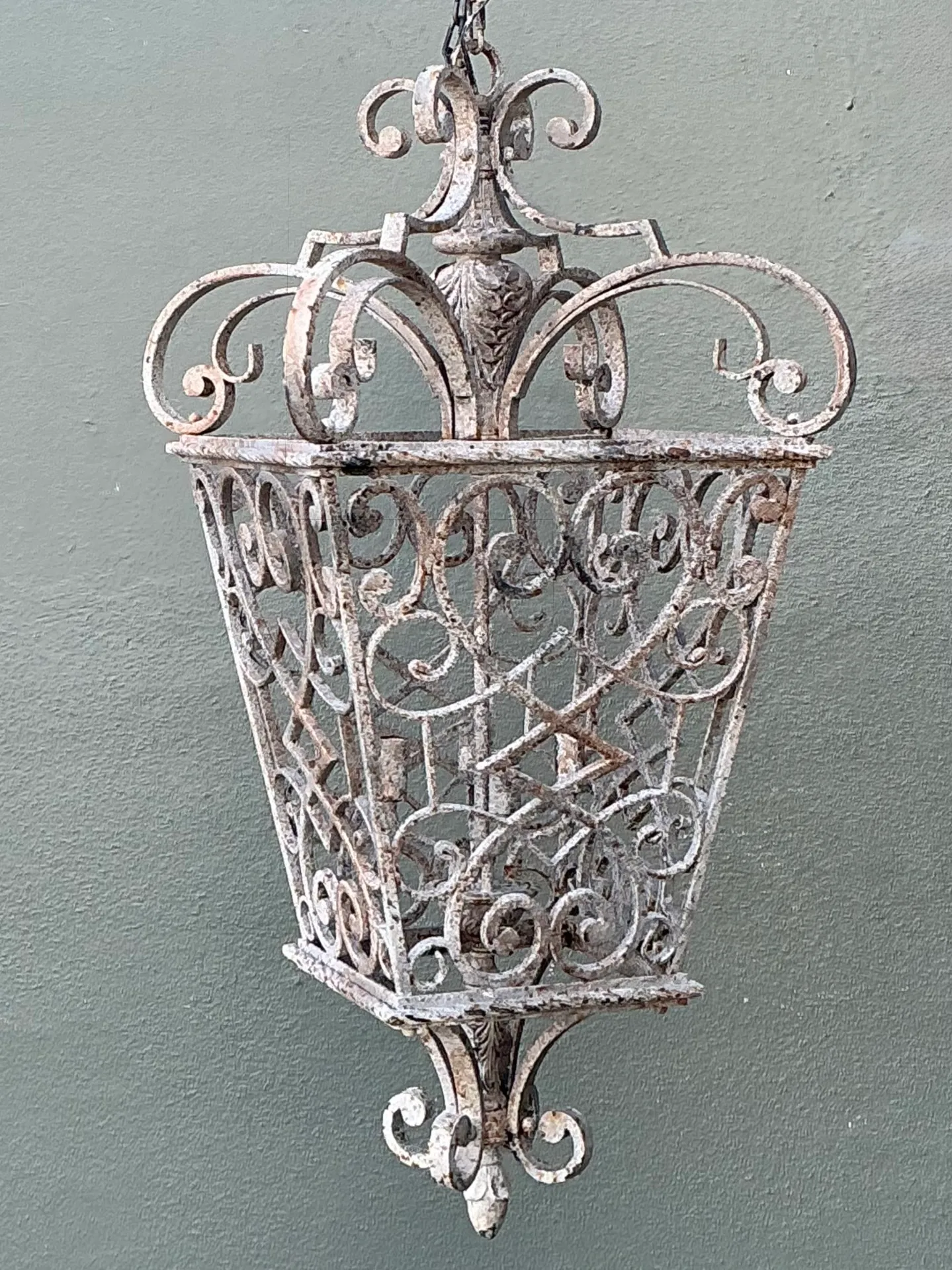 Vintage Wrought Iron Scrollwork Lantern — additional photo 5