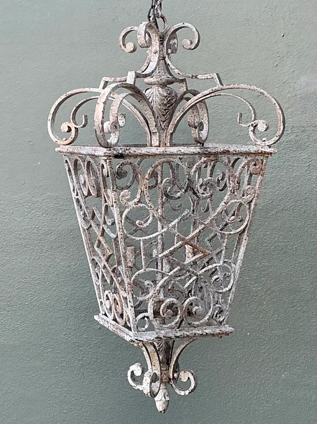 Vintage Wrought Iron Scrollwork Lantern — additional photo 5