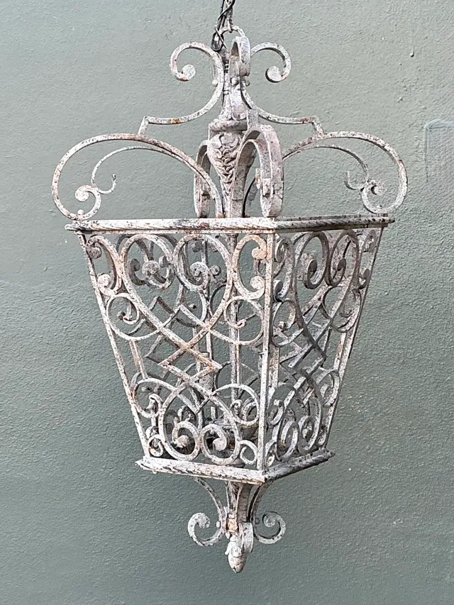 Vintage Wrought Iron Scrollwork Lantern — additional photo 3