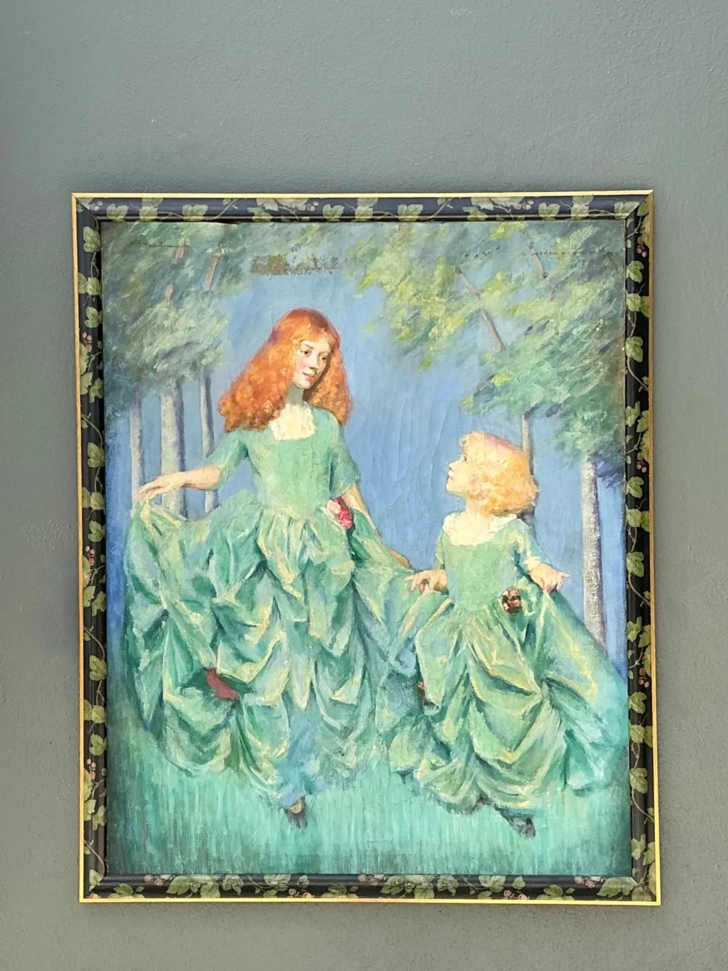 Vintage Hand Painted Portrait of Women in Landscape — additional photo 3