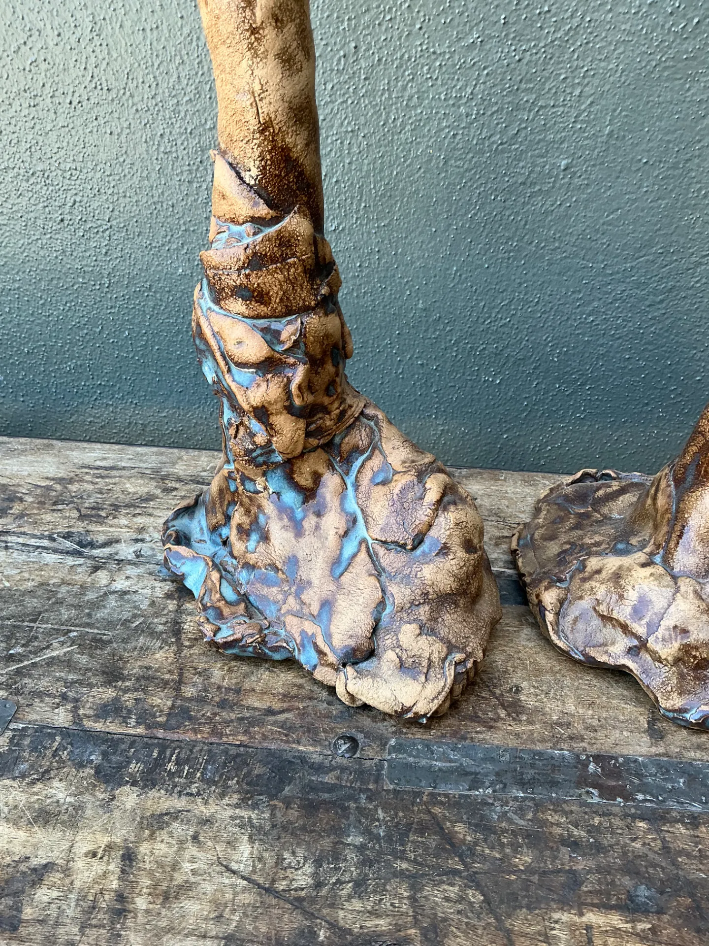Vintage Hand Made Faux Bois Ceramic Lamps - A Pair — additional photo 2