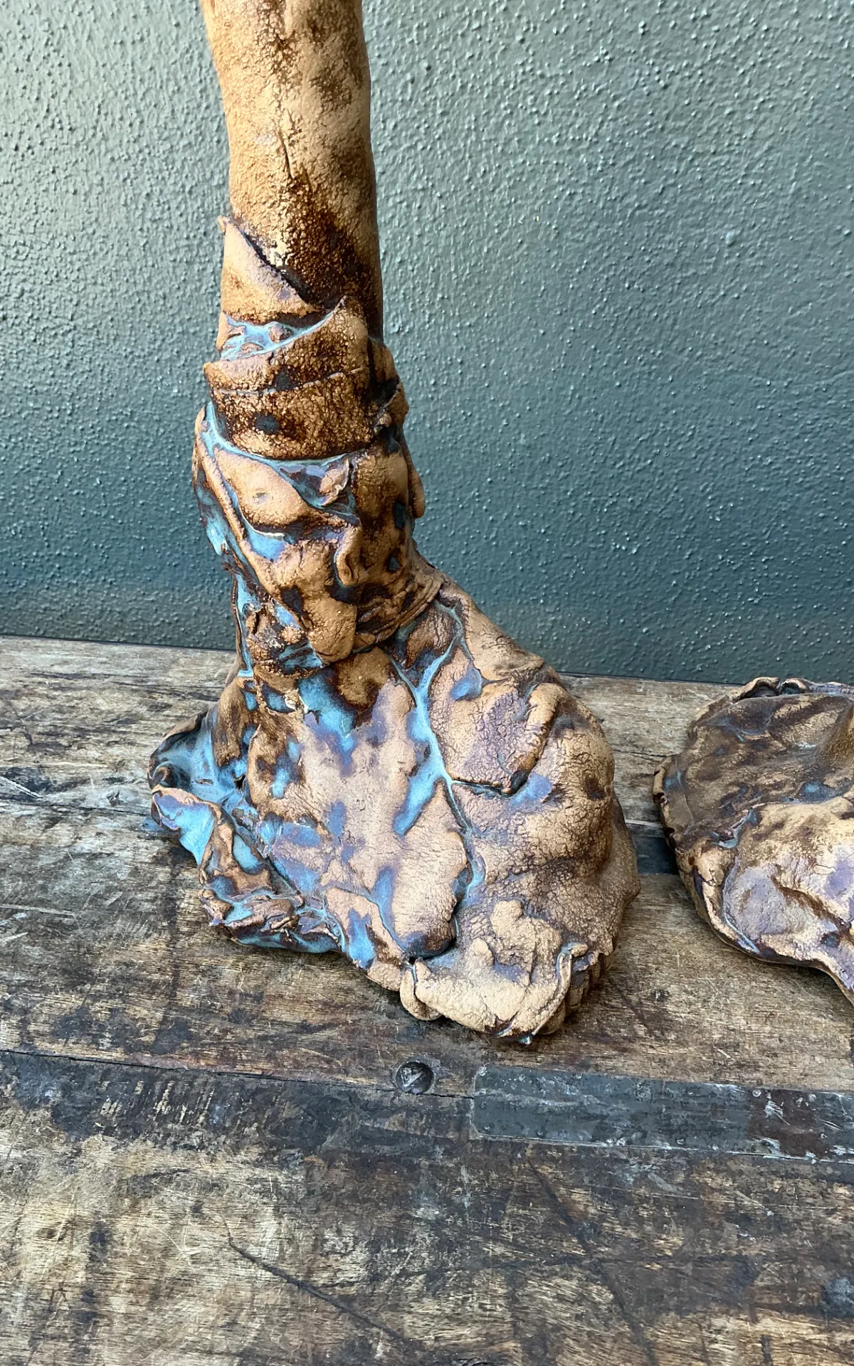 Vintage Hand Made Faux Bois Ceramic Lamps - A Pair — additional photo 2