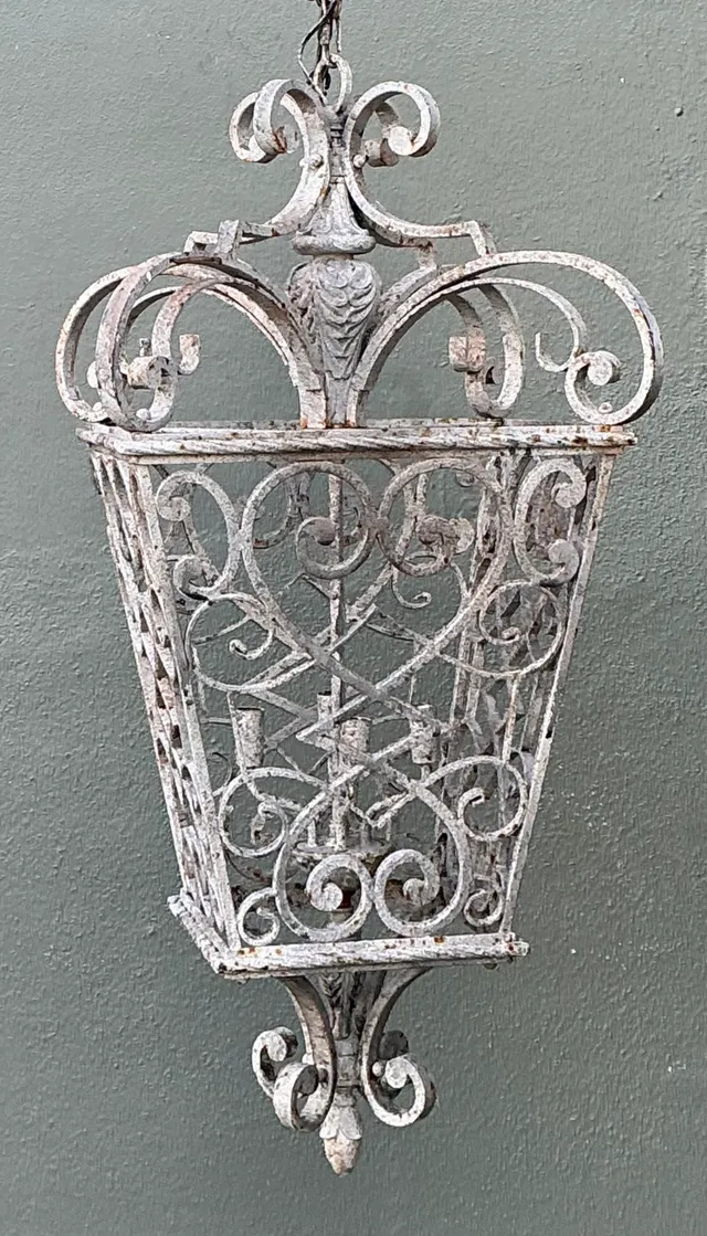Vintage Wrought Iron Scrollwork Lantern — additional photo 7