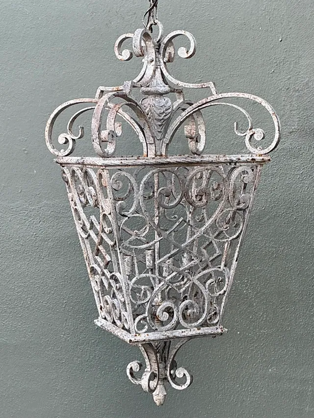 Vintage Wrought Iron Scrollwork Lantern — additional photo 4