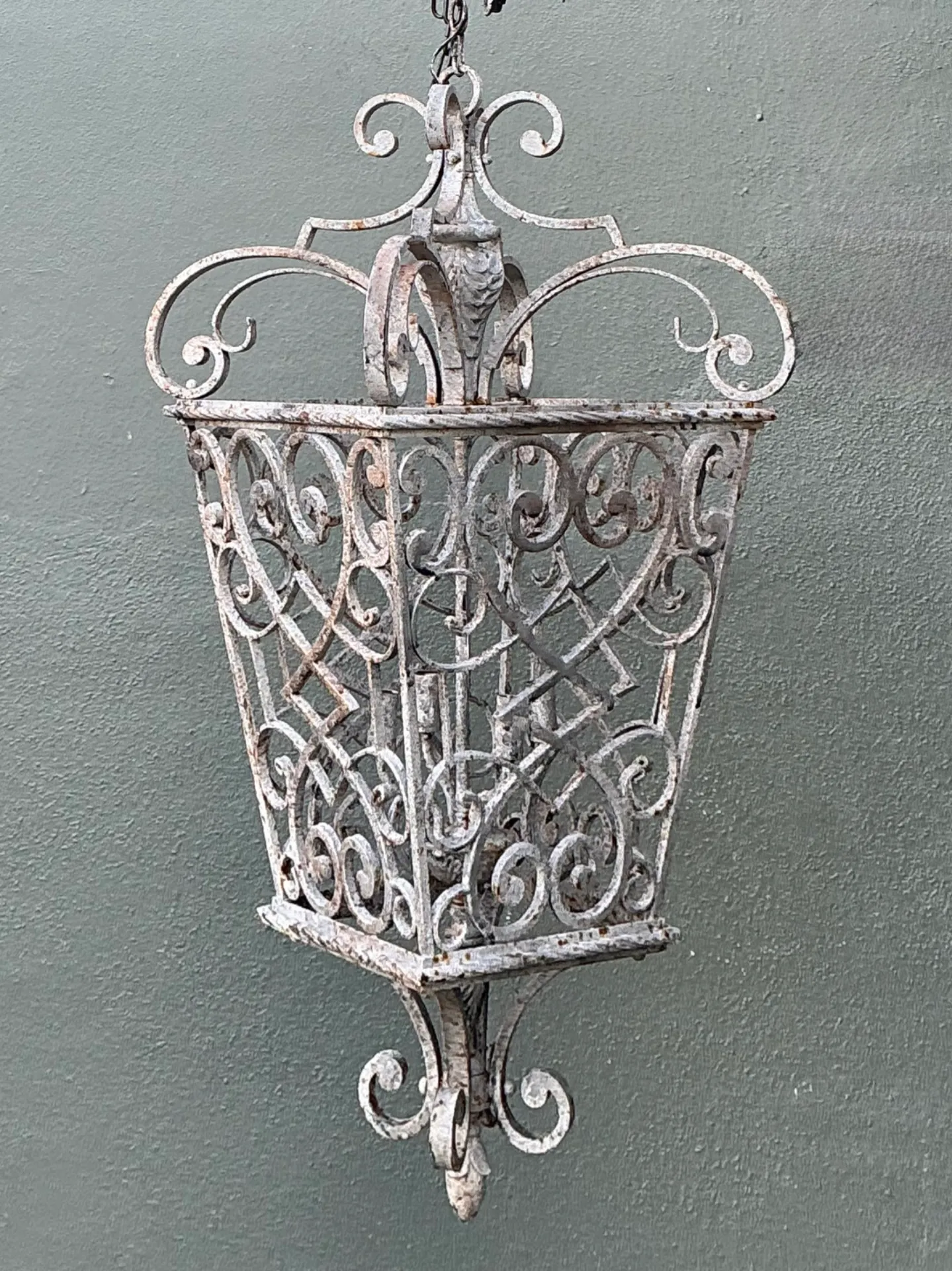 Vintage Wrought Iron Scrollwork Lantern — additional photo 2