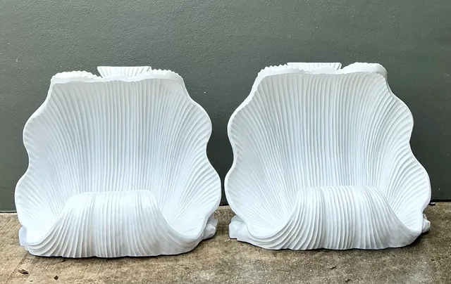 Vintage White Clam Shell Table Pedestals - Pair — additional photo 4