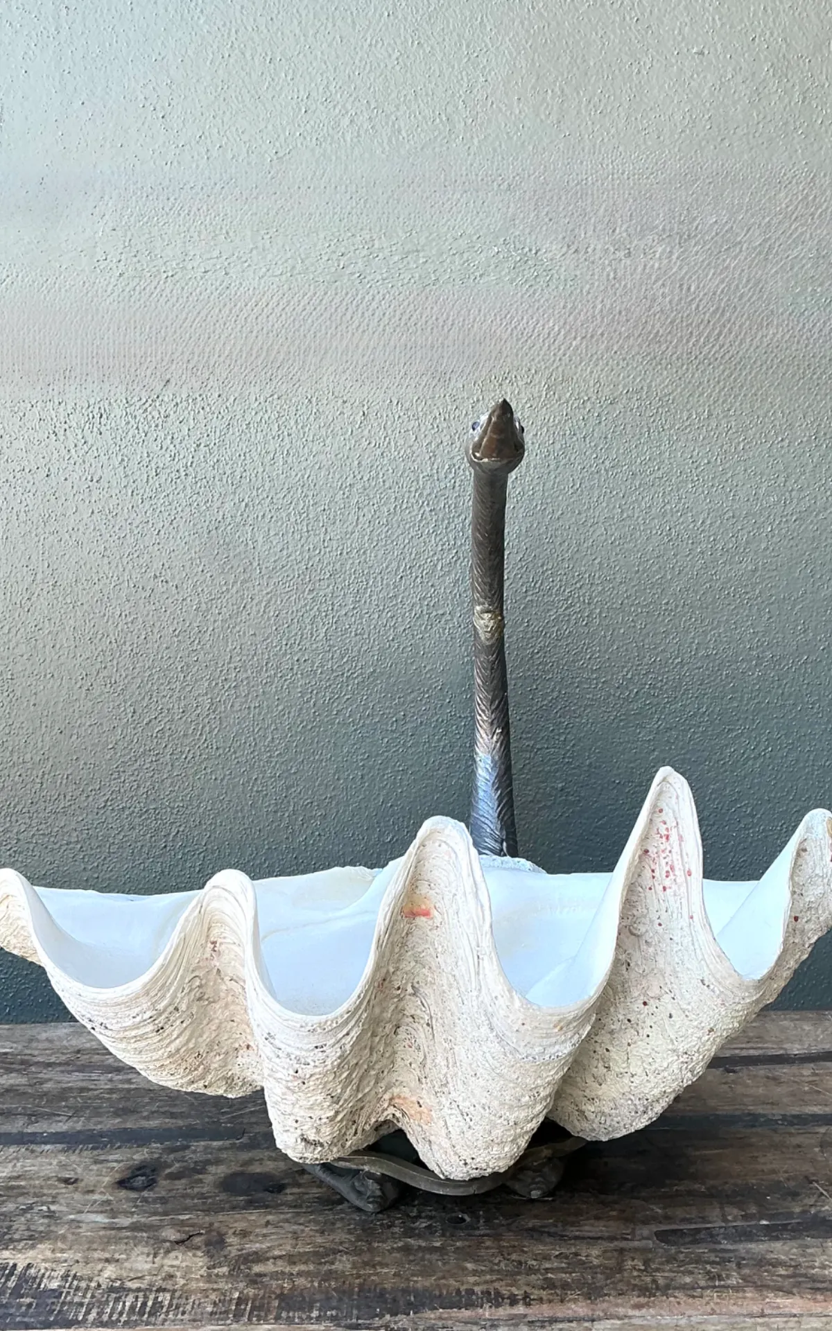 Vintage Monumental Metal and Clam Shell Swan Centerpiece — additional photo 5