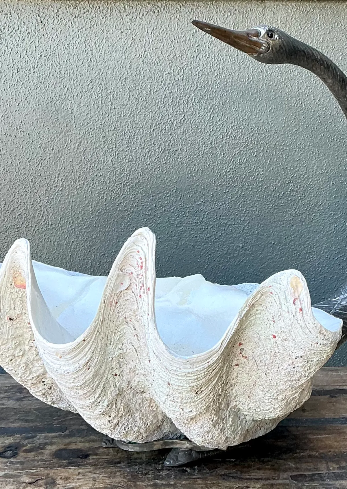 Vintage Monumental Metal and Clam Shell Swan Centerpiece — additional photo 7