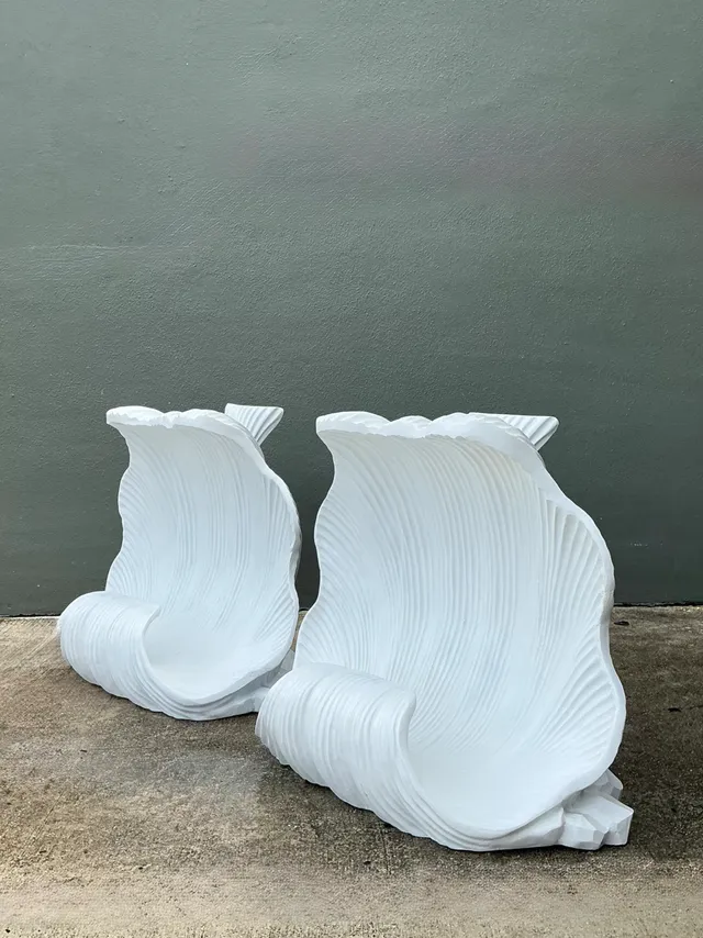 Vintage White Clam Shell Table Pedestals - Pair — additional photo 1