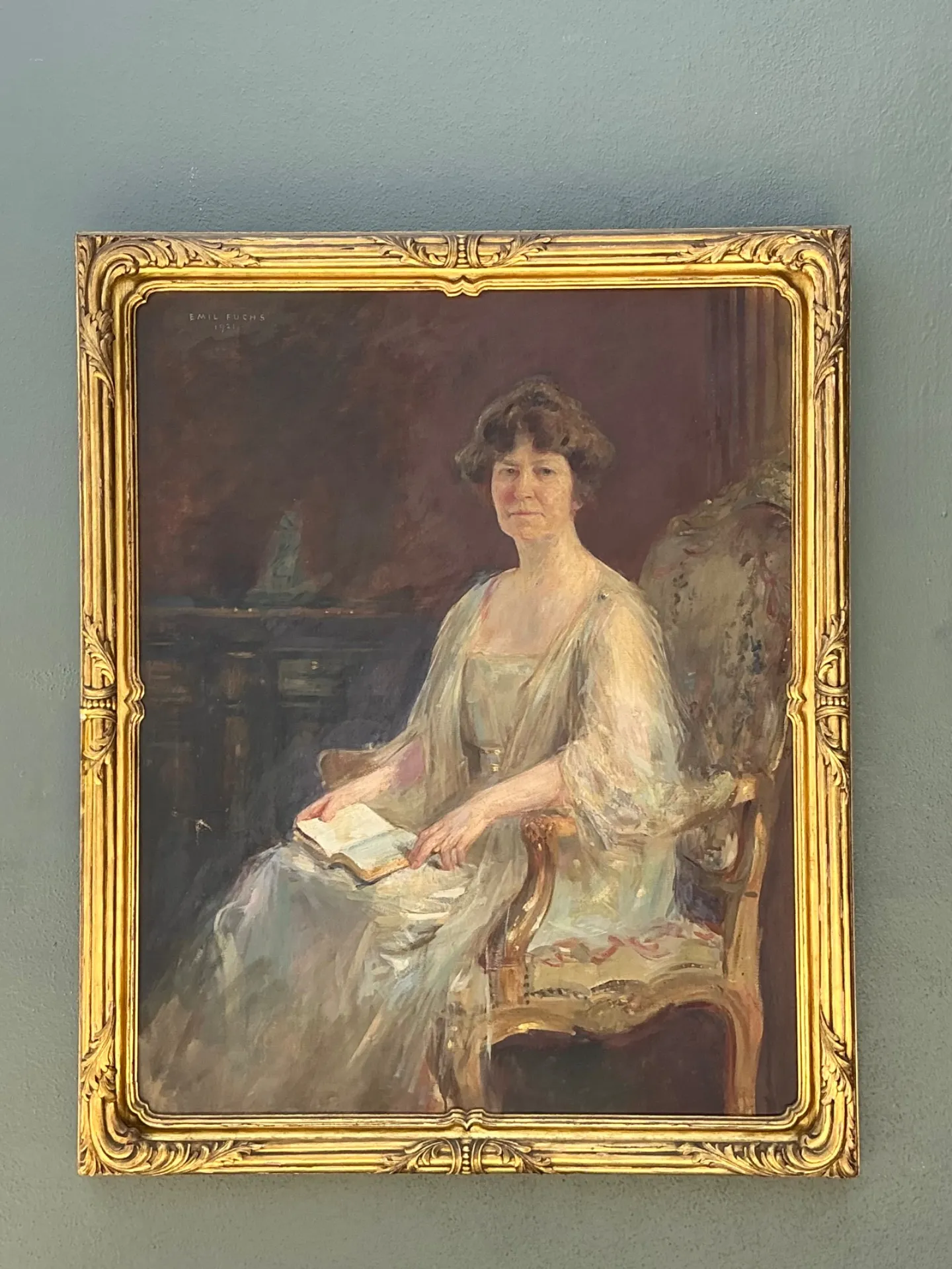 Vintage Emil Fuchs Woman's Portrait in Gilt Frame — additional photo 1