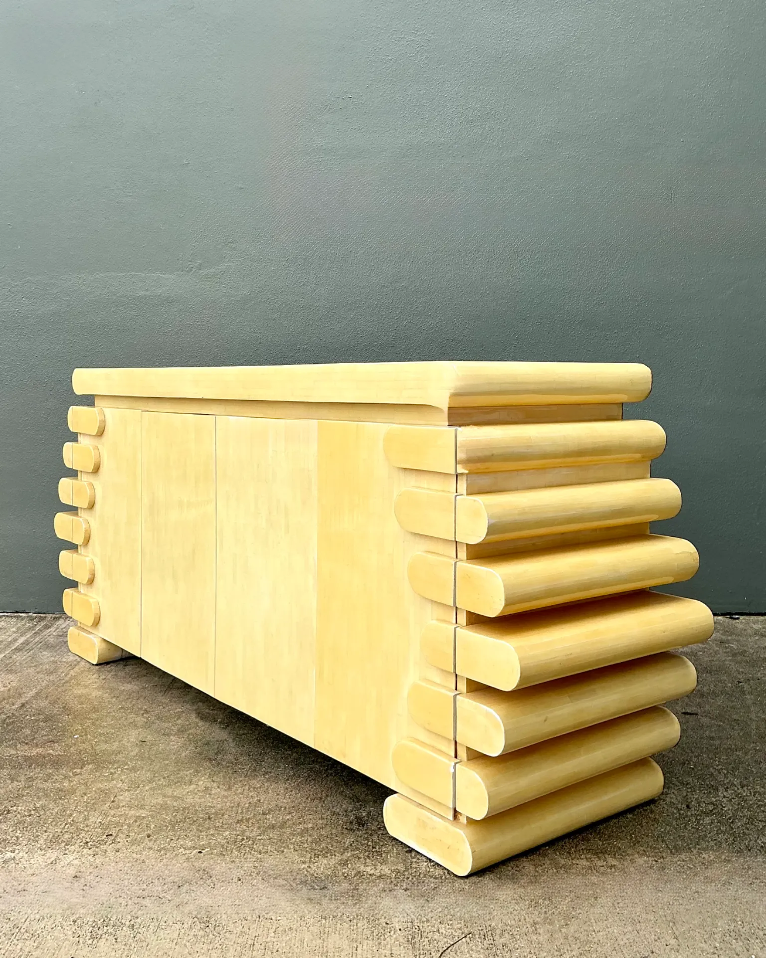 Vintage Columbian Tessellated Bone Stacked Credenza — additional photo 3