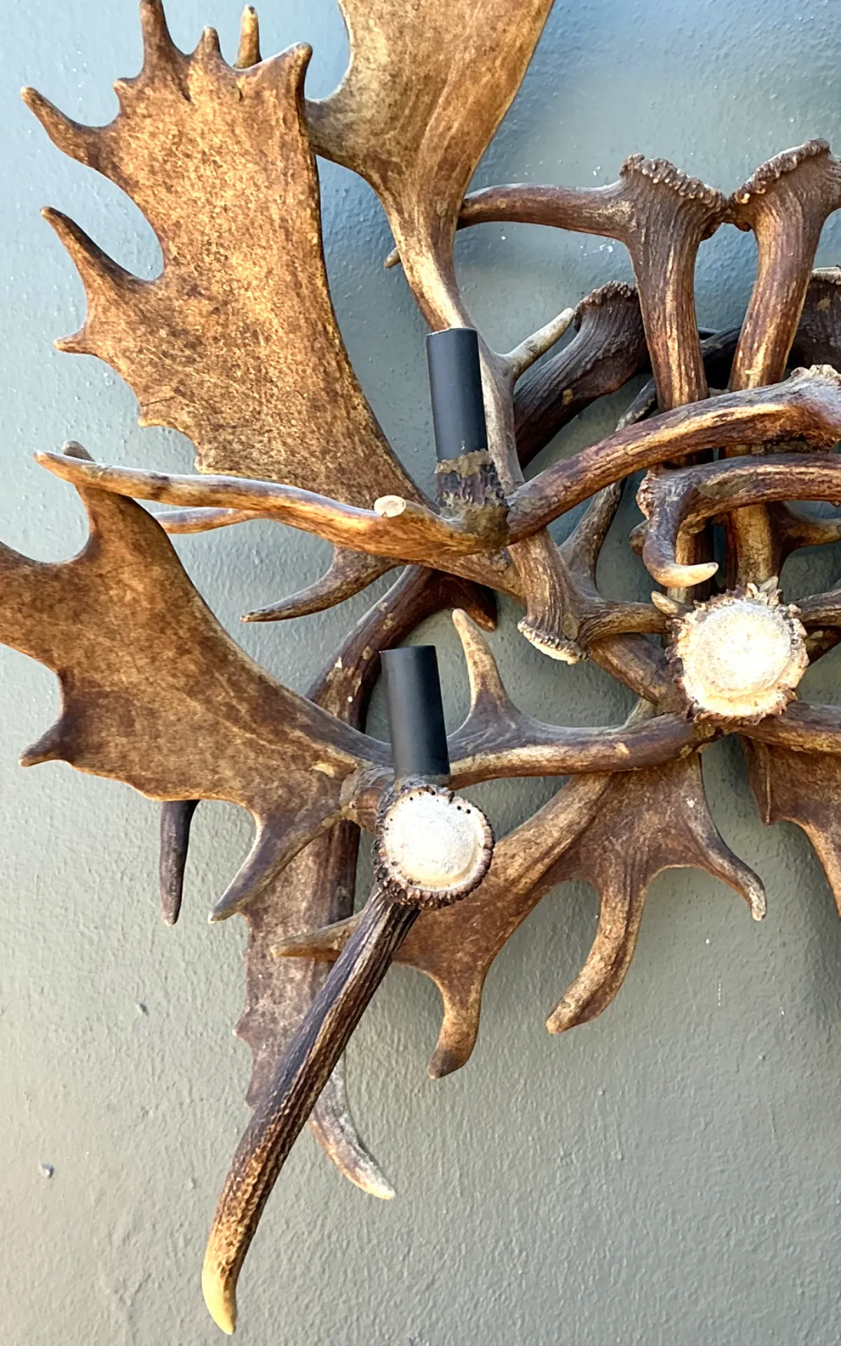 Vintage Monumental Antler and Metal Wall Sconce