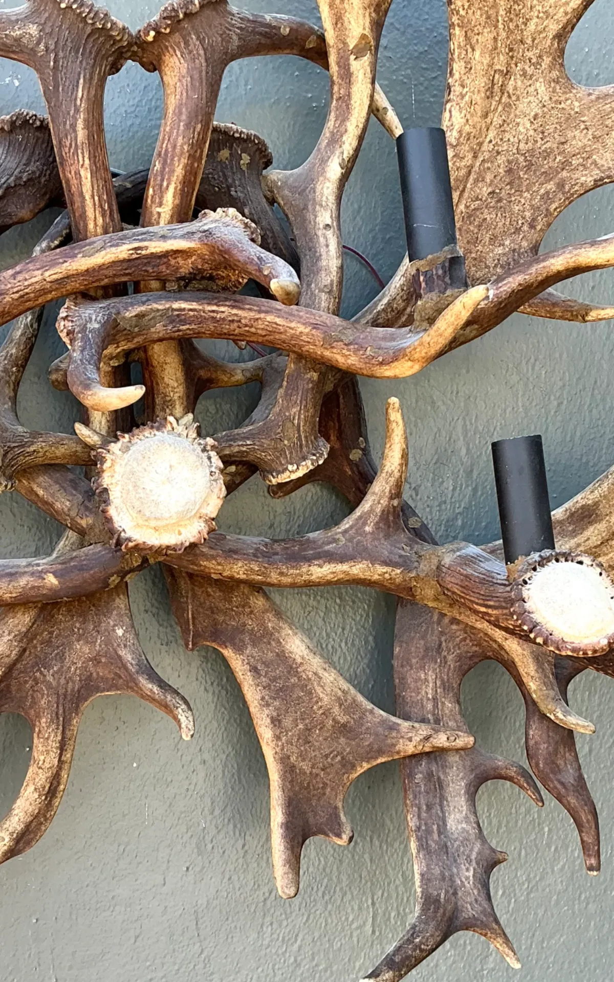Vintage Monumental Antler and Metal Wall Sconce — additional photo 6