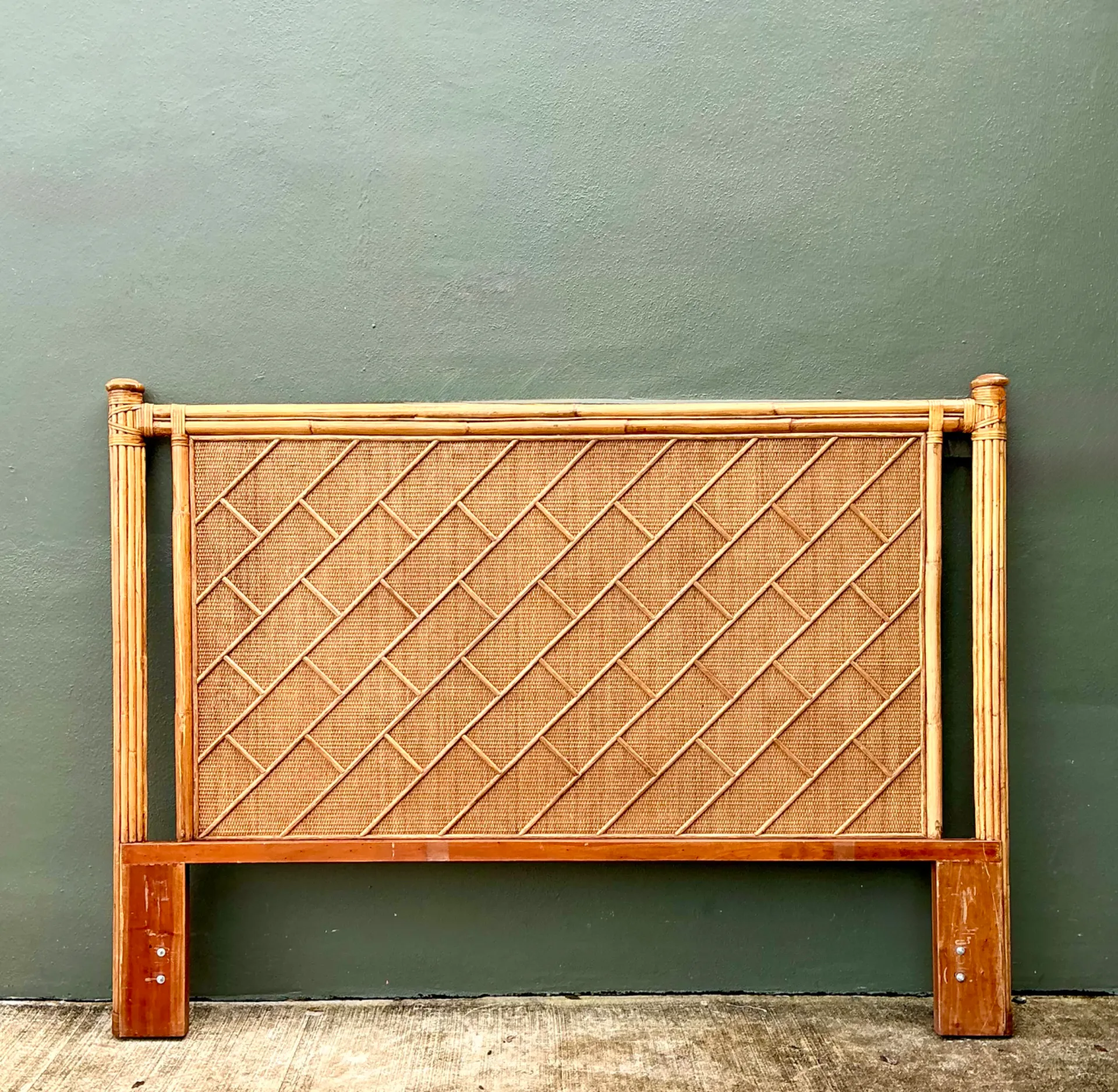 Vintage Bamboo and Wood King Headboard — additional photo 4