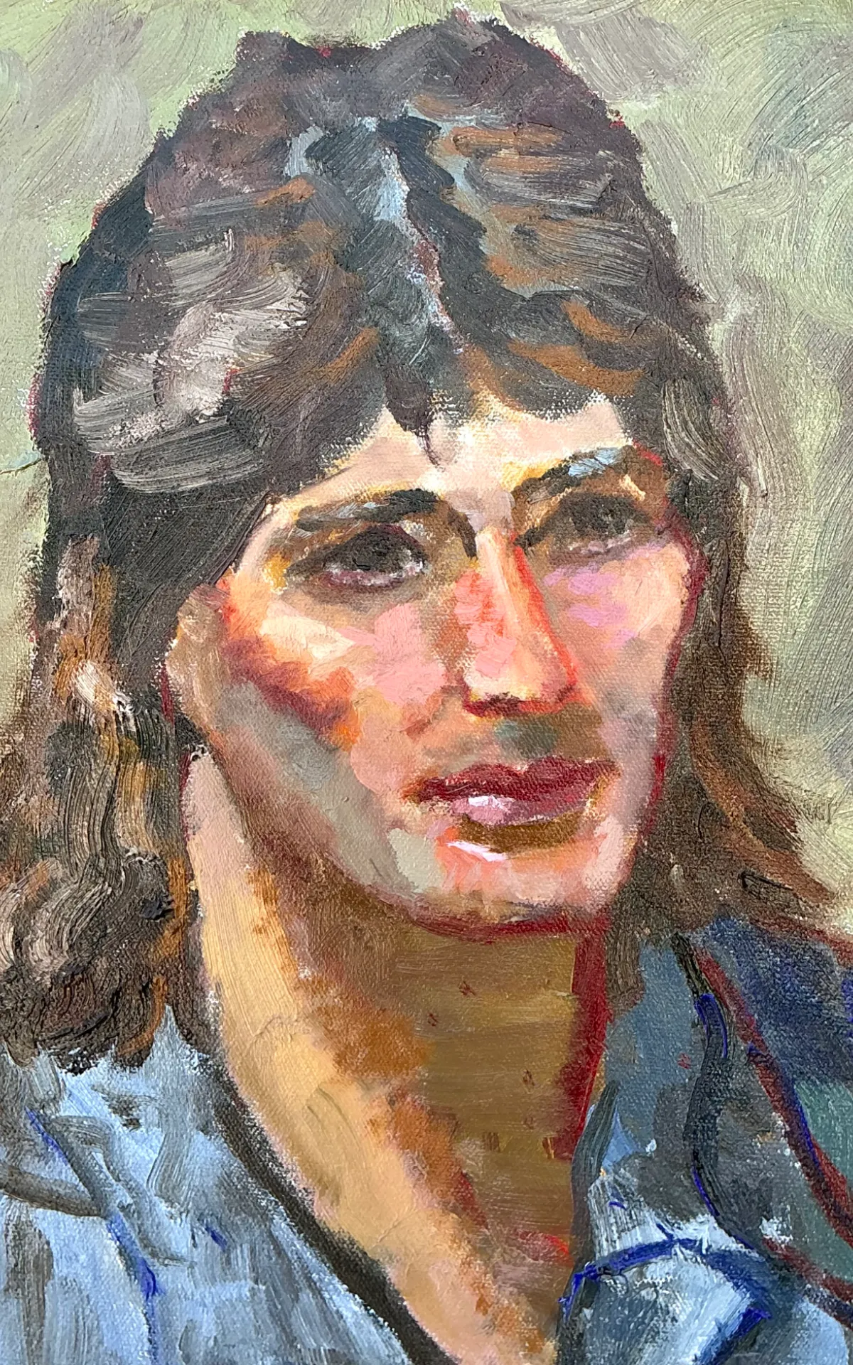 Vintage Original Oil Portrait Of Man On Canvas