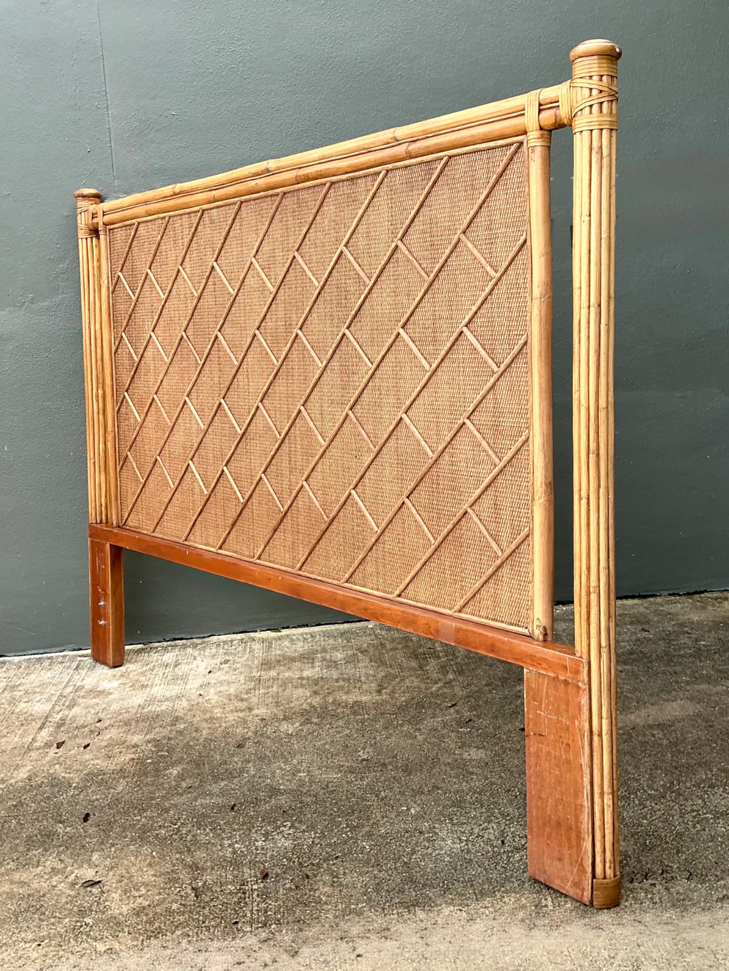 Vintage Bamboo and Wood King Headboard — additional photo 3
