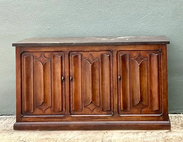 Vintage Carved Walnut Credenza with Slate Top — additional photo 2