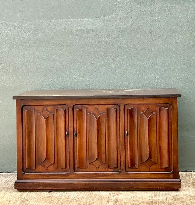 Vintage Carved Walnut Credenza with Slate Top — additional photo 1