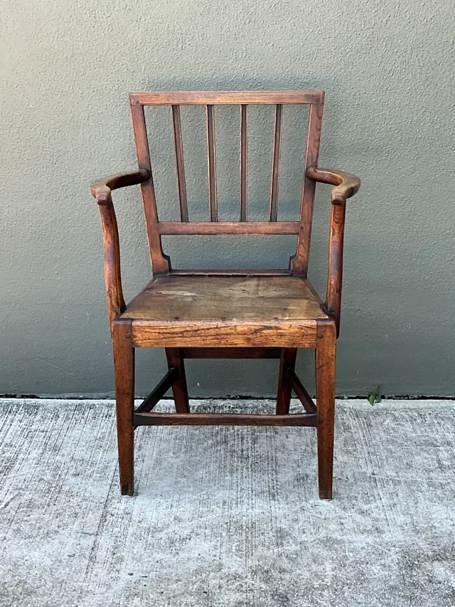 Vintage George III Country House “Elbow” Arm Chair In Elm — additional photo 8