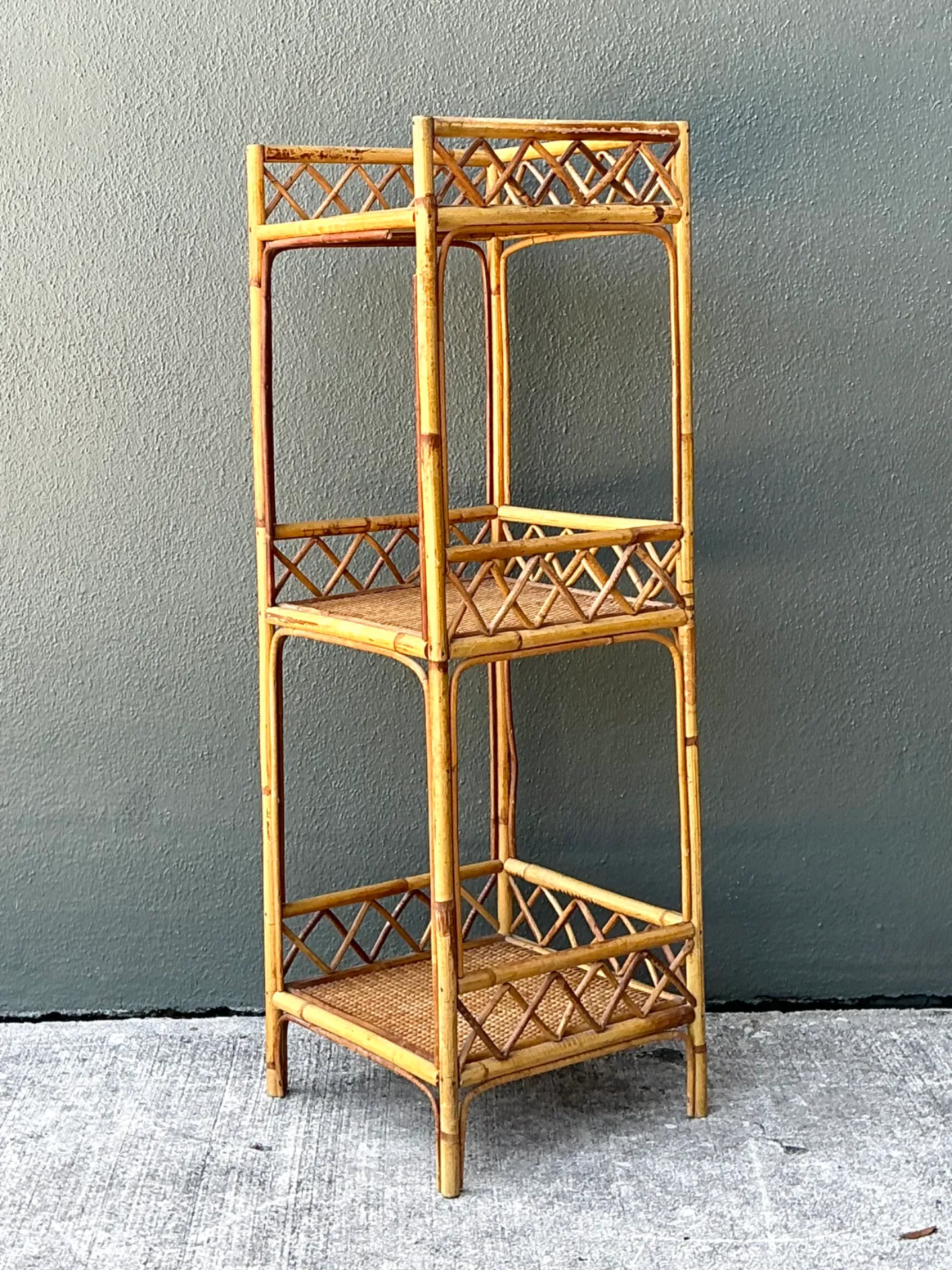 Vintage Rattan Three-Tier Shelf — additional photo 1