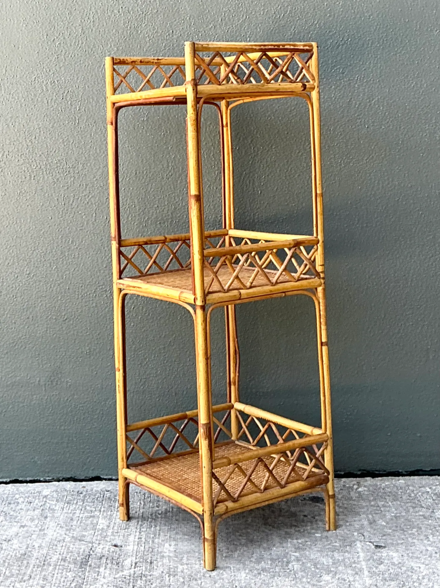 Vintage Rattan Three-Tier Shelf — additional photo 6