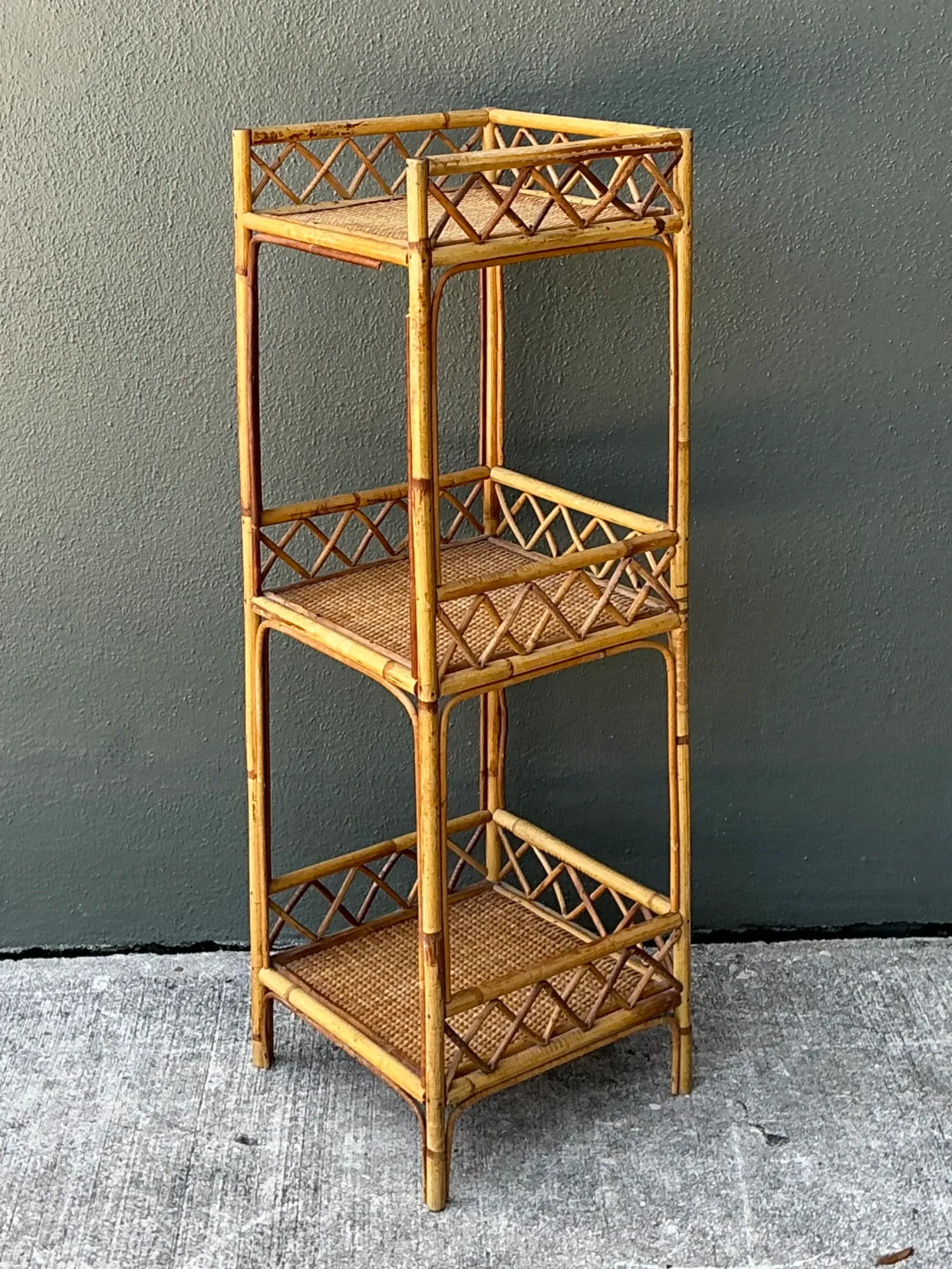 Vintage Rattan Three-Tier Shelf — additional photo 5