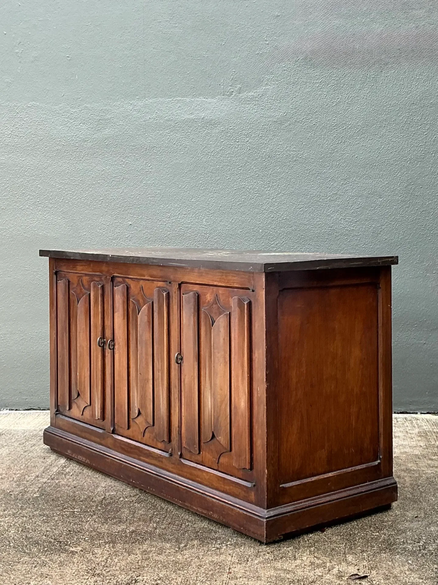Vintage Carved Walnut Credenza with Slate Top — additional photo 5