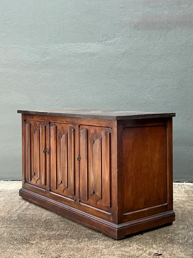 Vintage Carved Walnut Credenza with Slate Top — additional photo 5