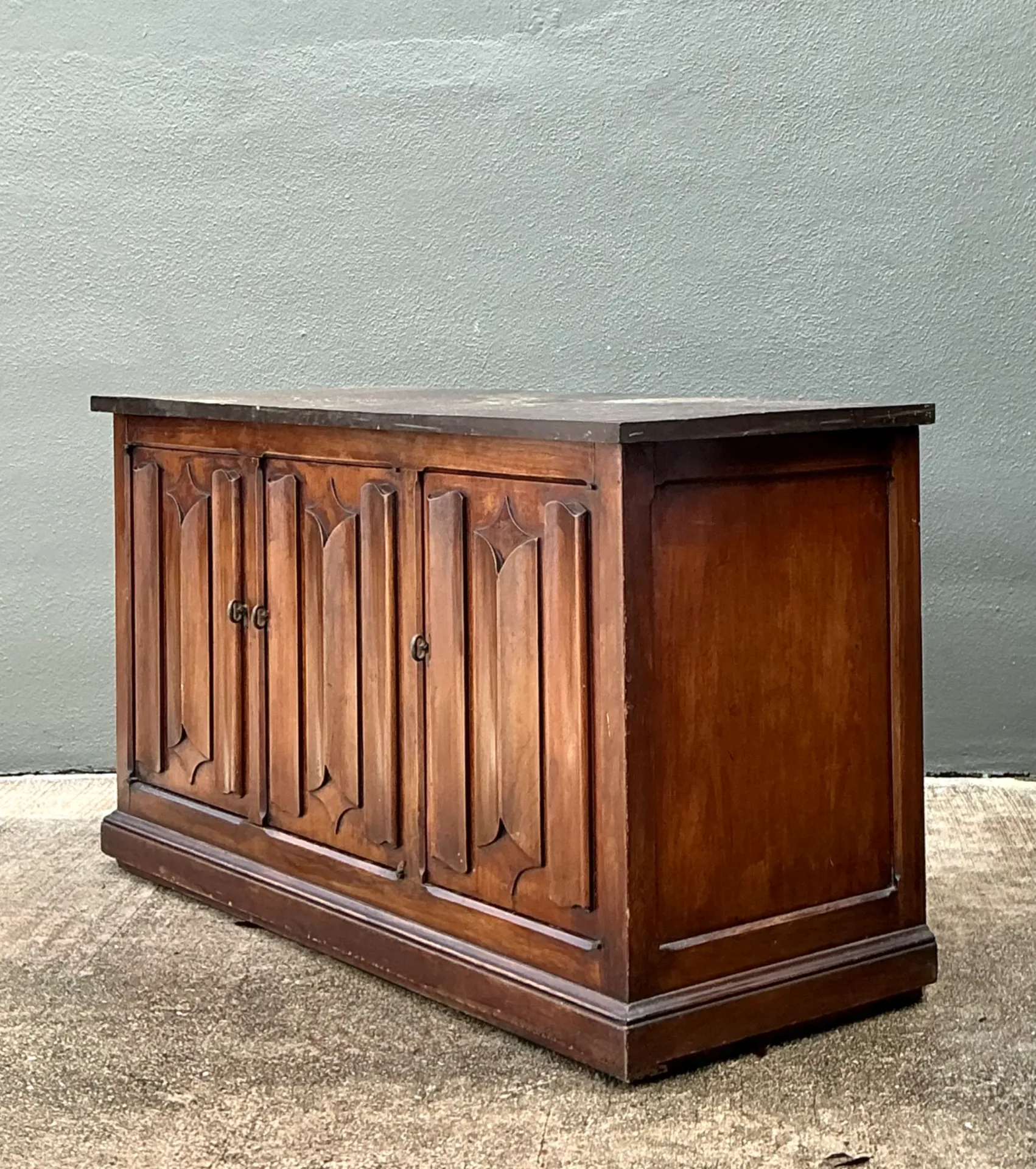 Vintage Carved Walnut Credenza with Slate Top — additional photo 7