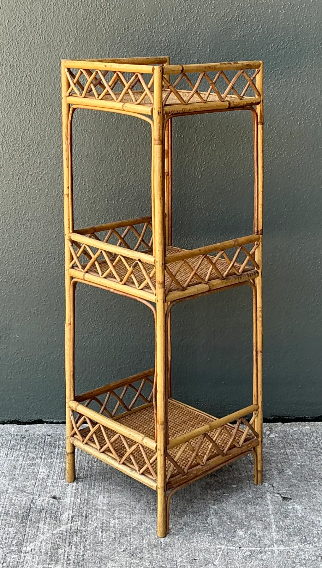 Vintage Rattan Three-Tier Shelf — additional photo 2