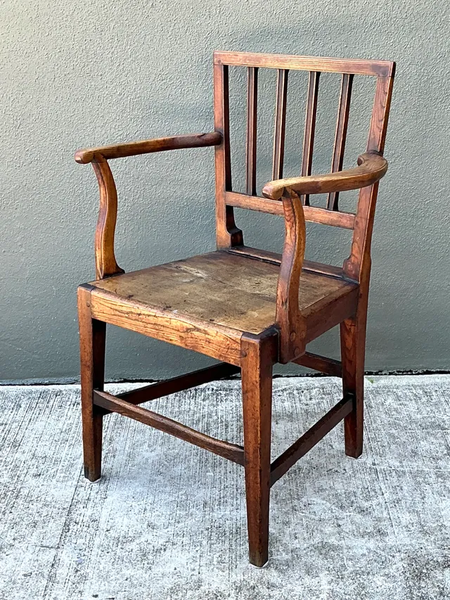 Vintage George III Country House “Elbow” Arm Chair In Elm — additional photo 7