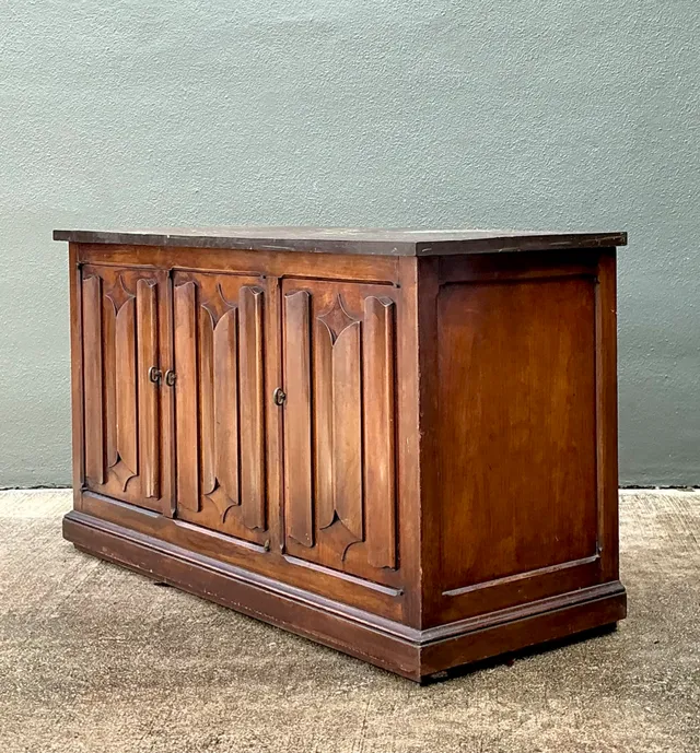 Vintage Carved Walnut Credenza with Slate Top — additional photo 6