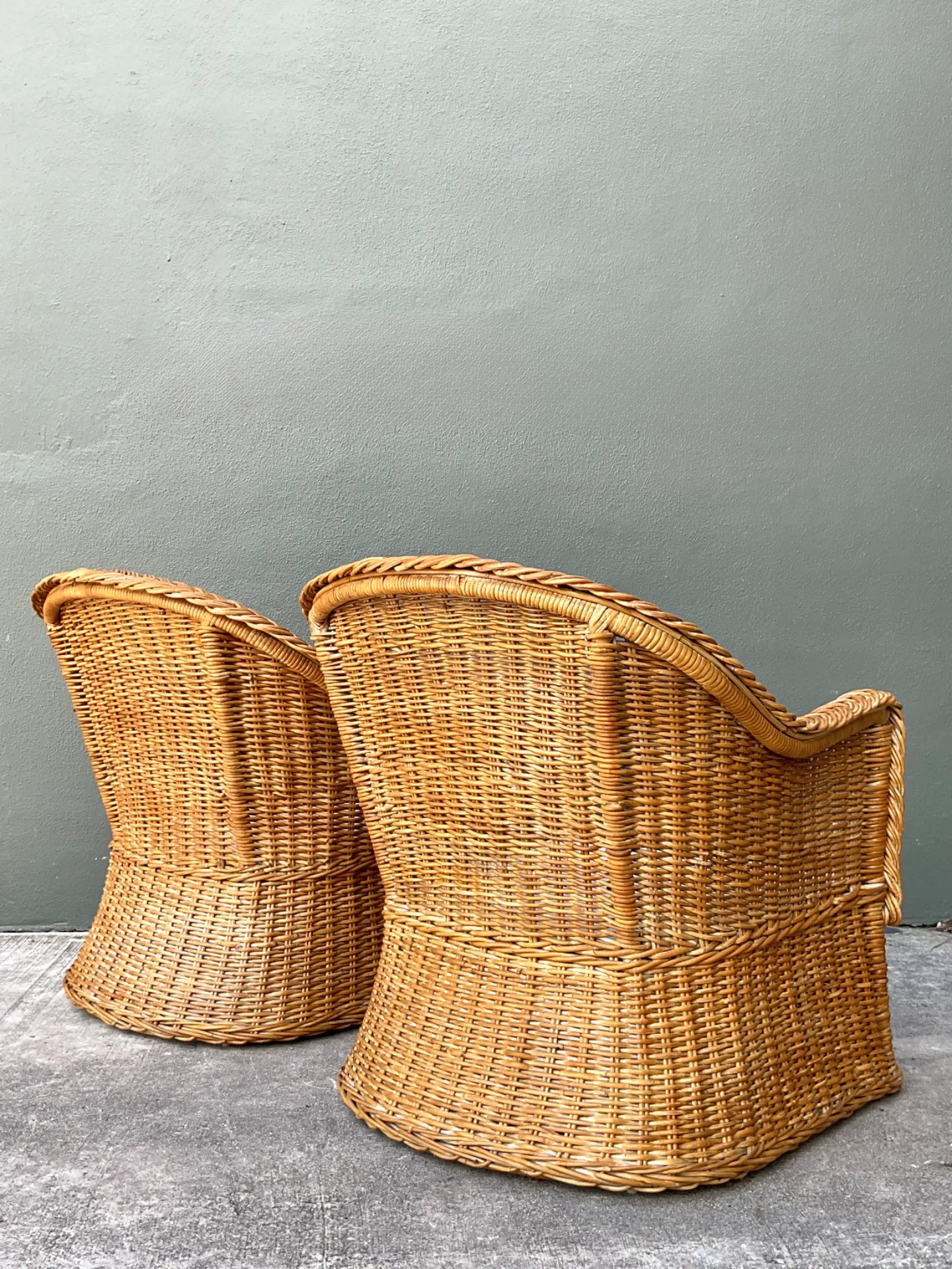 Vintage Braided Rattan Lounge Chairs  - Pair — additional photo 8
