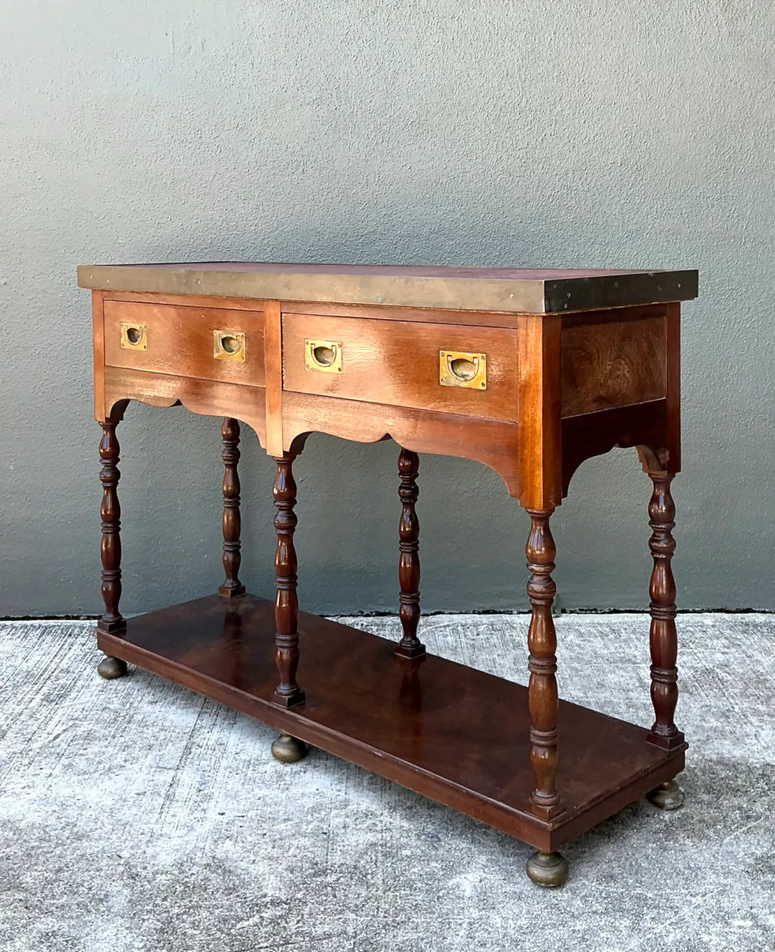 Vintage Double Sided Campaign Console Table — additional photo 6