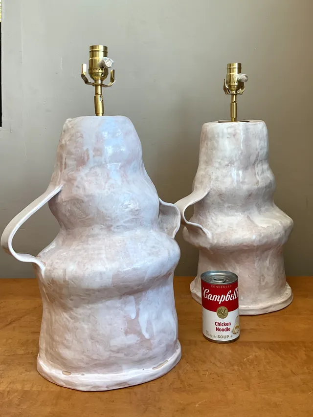 Vintage Biomorphic Slab Built Ceramic Lamps - A Pair — additional photo 8