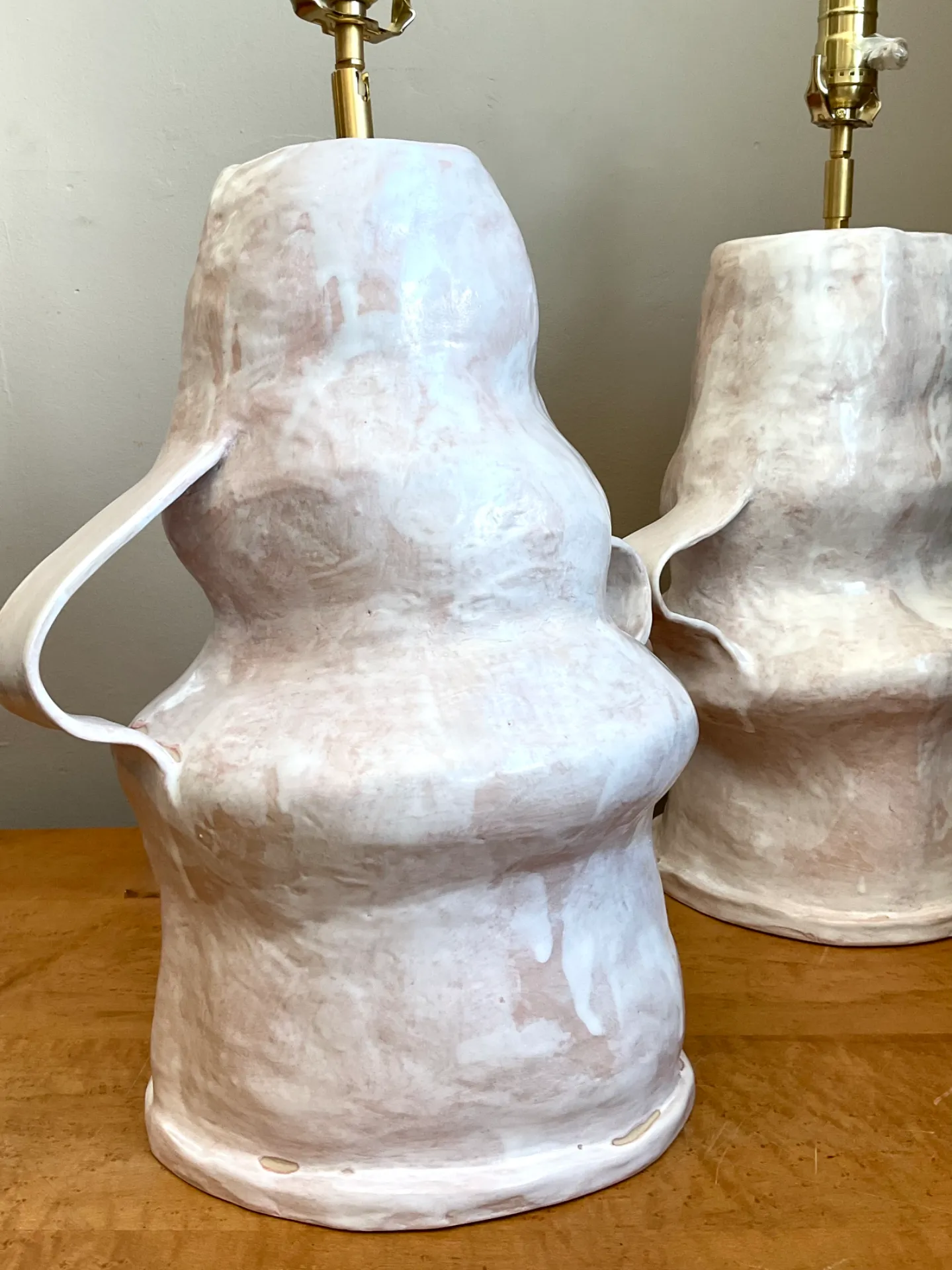 Vintage Biomorphic Slab Built Ceramic Lamps - A Pair — additional photo 1
