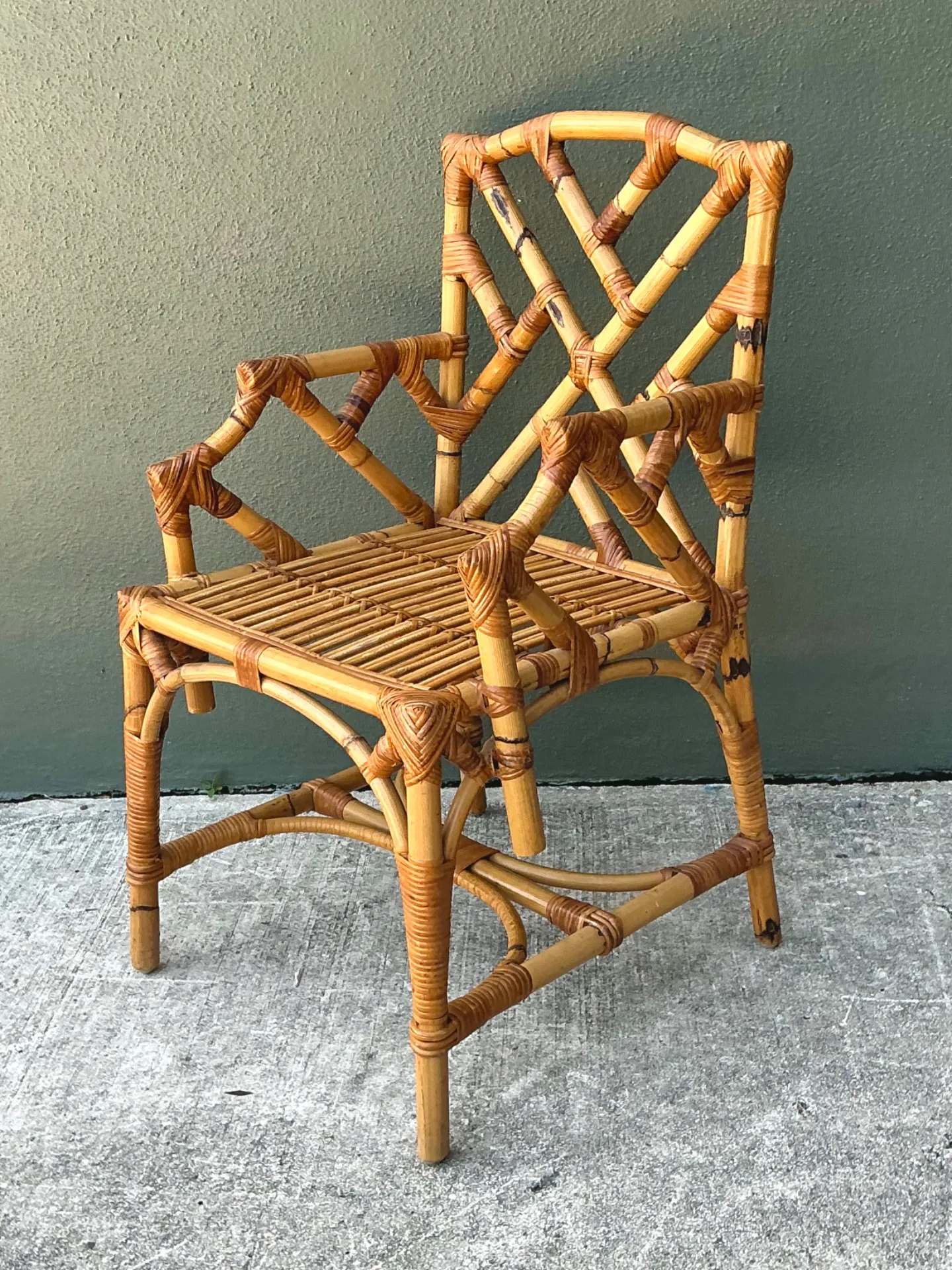 Vintage Chinese Chippendale Bamboo Armchair — additional photo 1