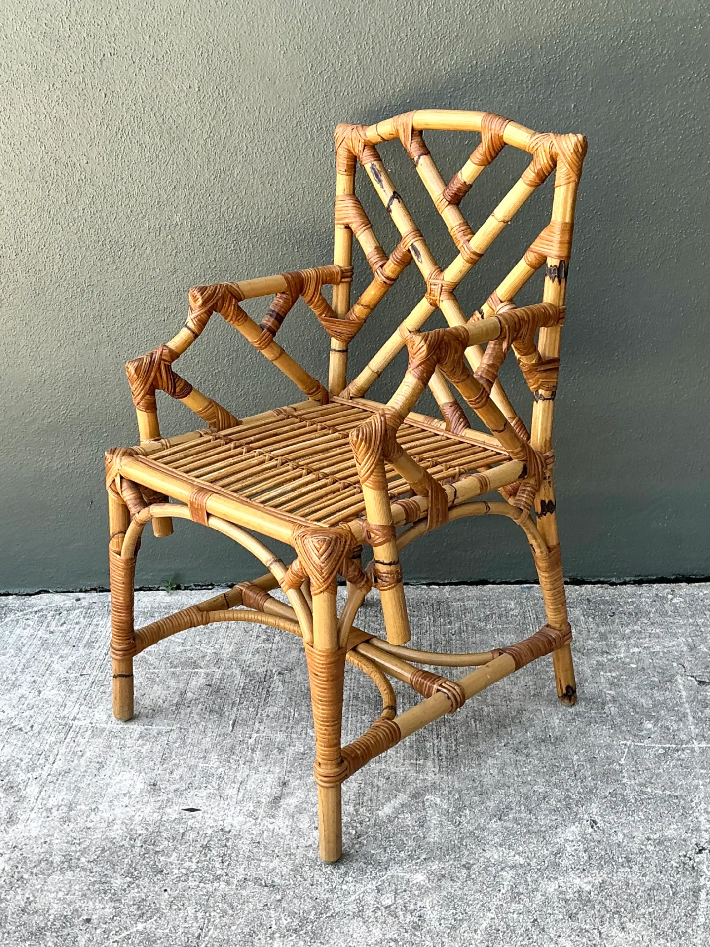 Vintage Chinese Chippendale Bamboo Armchair — additional photo 4