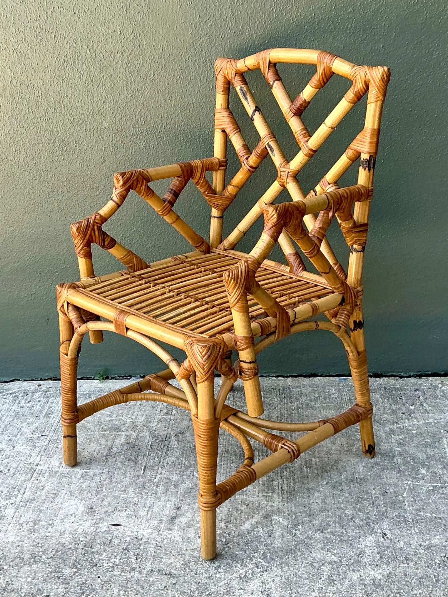 Vintage Chinese Chippendale Bamboo Armchair — additional photo 7
